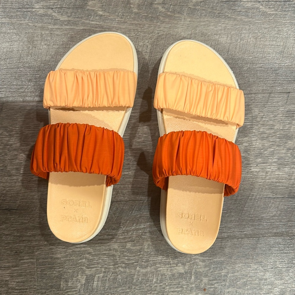 Sorel x Prana Roaming Two Strap Slide Flat Sandals Desert Spark Women’s Sz 7,5